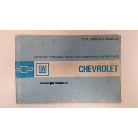 Omistajan käsikirja käytetty Englanniksi Chevrolet 1971