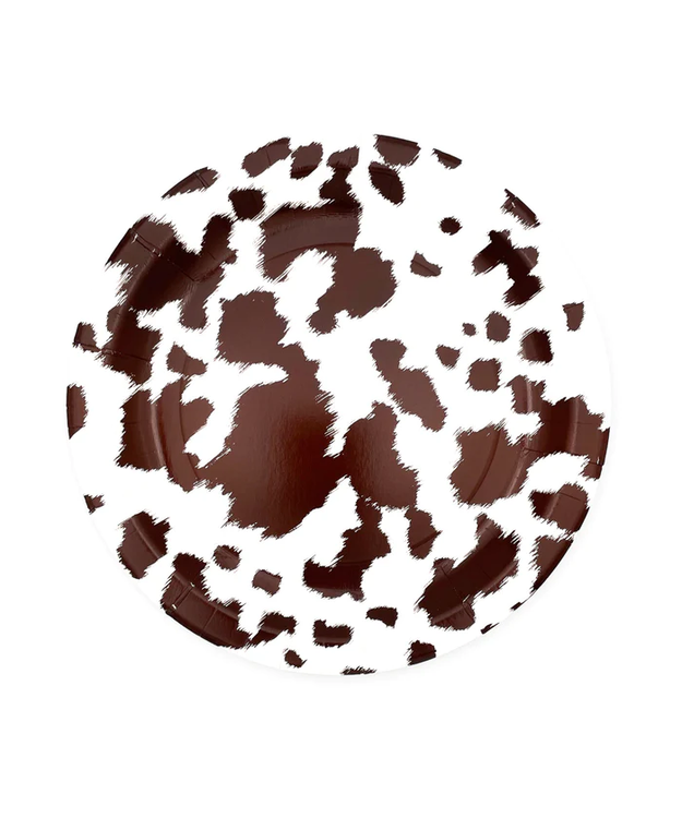 Lehmä kuvioinen -ruokalautanen, ruskea (8 kpl)
