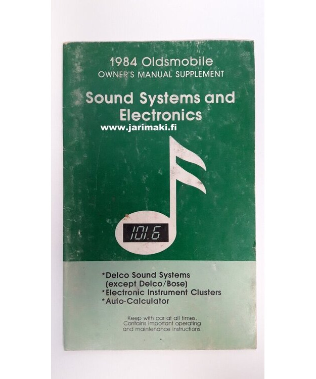 Omistajan käsikirja käytetty Englanniksi Oldsmobile Sound System 1984