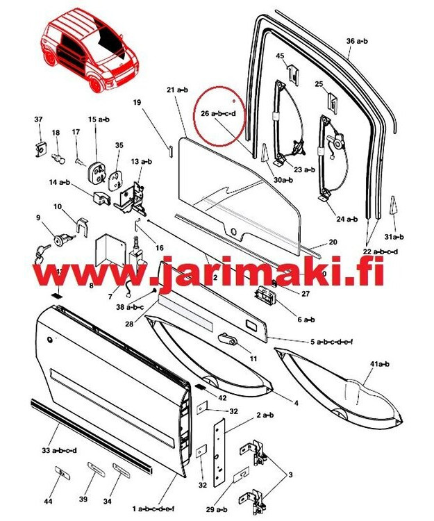 Etuoven lasin tiiviste vasen Microcar MC1/MC2 